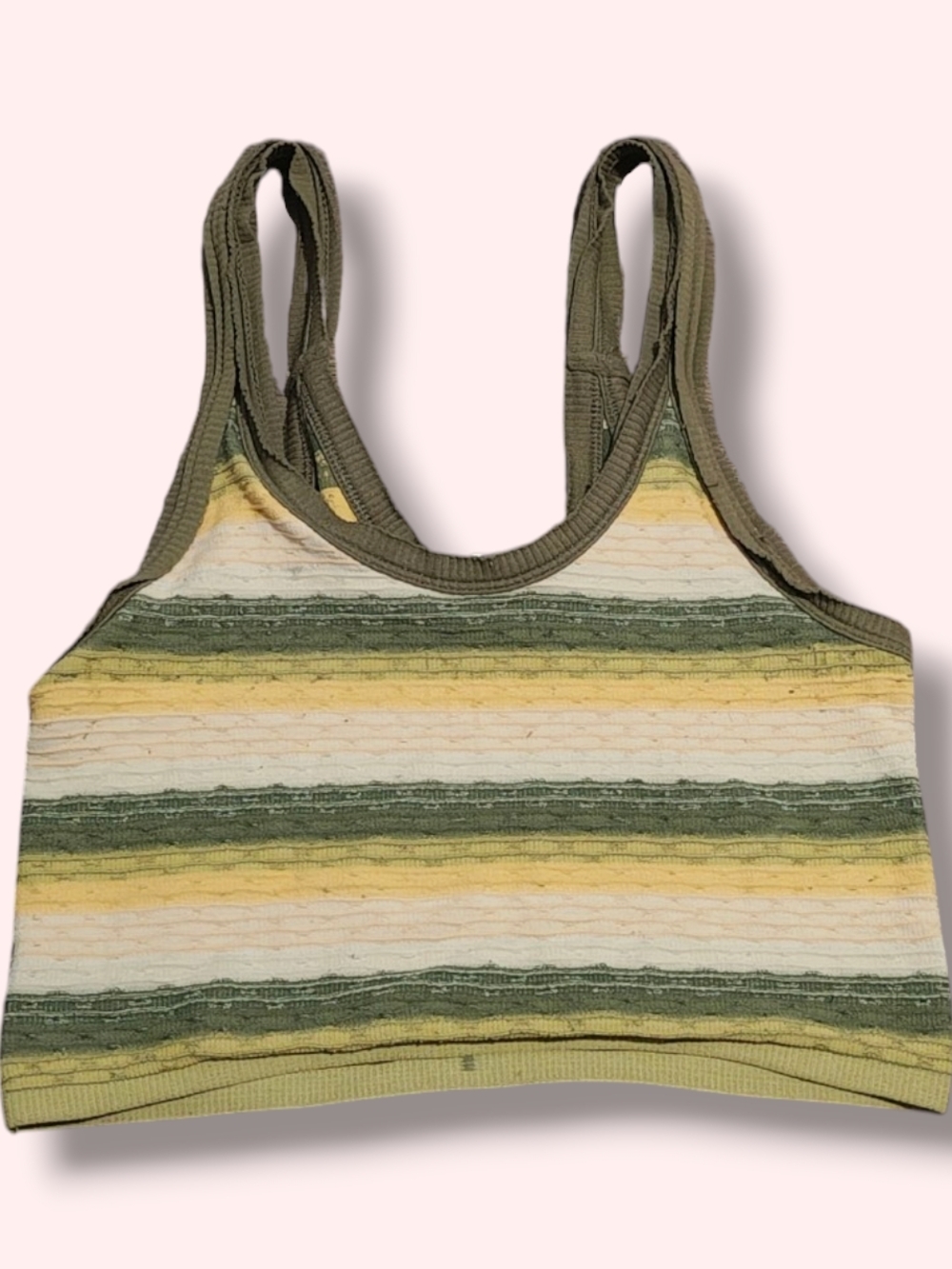 Urban Outfitters Olive & Yellow Striped Ribbed Tank